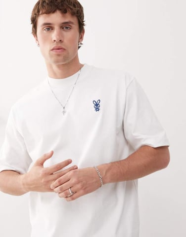 Weekday relaxed fit t-shirt with front embroidered graphic in white