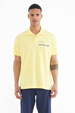 Men's Cotton Polo T-Shirt With Text Print