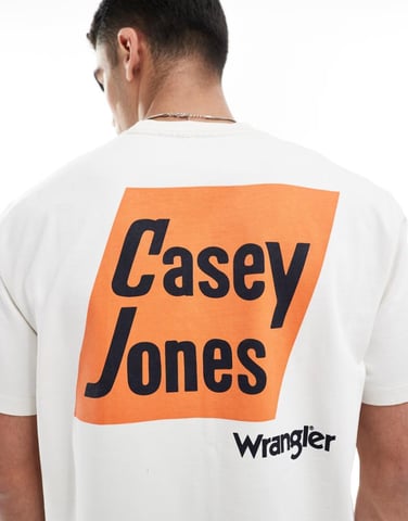 Wrangler Casey Jones arbetskläder logotryck ryggprint avslappnad tungvikts t-shirt i off-white