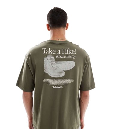 Timberland Take a Hike backprint t-shirt in green -
