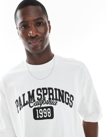 ASOS DESIGN heavyweight boxy oversized t-shirt with city graphic in heavyweight wide rib fabric in white