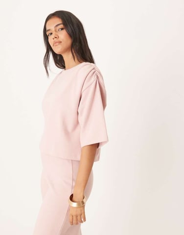 ASOS DESIGN Supersoft t-shirt med vida ärmar i ljusrosa - LILA
