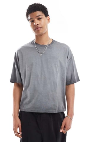 Hollister baggy varsity-motiv t-shirt i tvättad grå