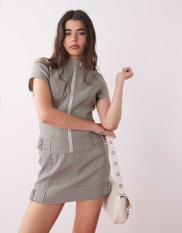 COLLUSION tailored mini skirt in mixed check
