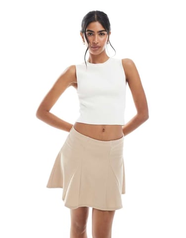 ASOS DESIGN godet mini skirt in stone