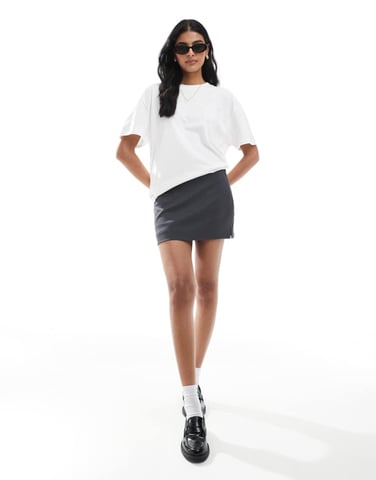 Monki low waist mini skirt with conceled pocket in grey