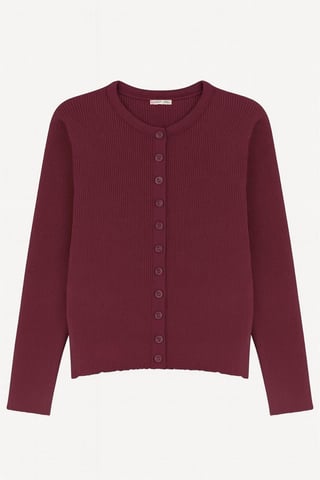 Buttoned Slim Fit Ribbed Knit Cardigan