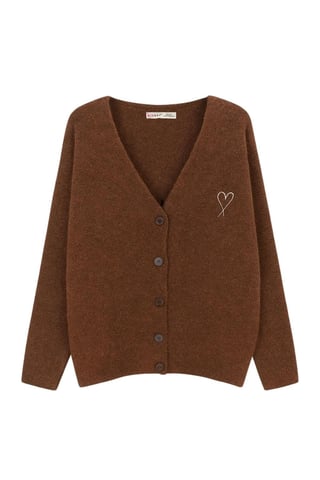 Oversized Knit Cardigan with Heart Detail
