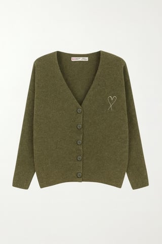 Oversized Knit Cardigan with Heart Detail