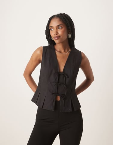 Nobody's Child Ezia tie front waistcoat in black