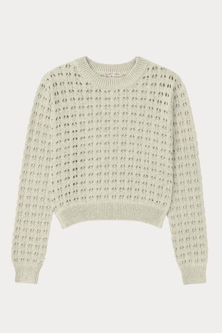Textured Knit Relaxed Crop Sweater with Crew Neck