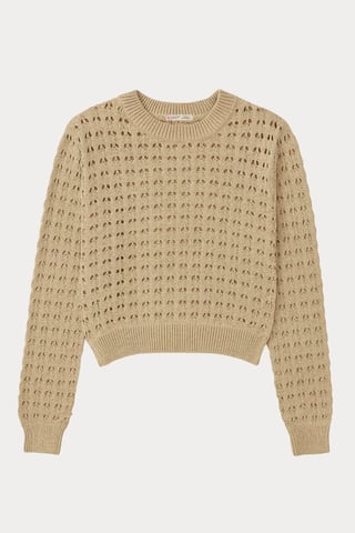 Textured Knit Relaxed Crop Sweater with Crew Neck