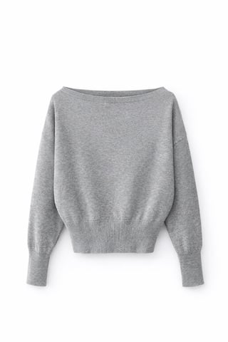 Ribbed Boat Neck Sweater