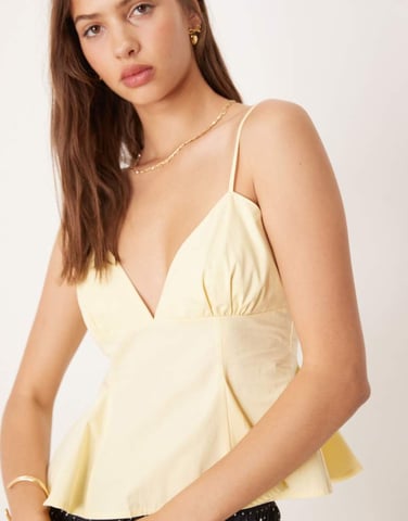 ASOS DESIGN cinch waist cami top in buttermilk