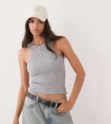 COLLUSION elevated double layer structured racer vest in grey