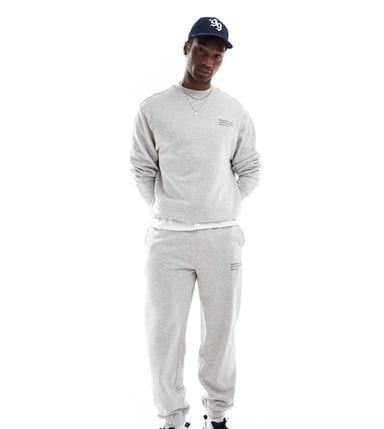 COLLUSION relaxed co-ordinate print skate joggers co-ord in grey marl