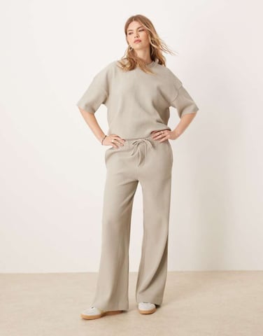 ASOS DESIGN heavyweight waffle co-ord jogger in light khaki