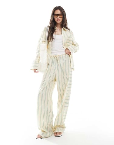 ASOS DESIGN oversized cotton poplin barrel leg jogger with contrast stripe panel