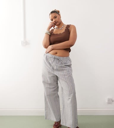 COLLUSION Plus stripe woven trouser with cargo pockets in multi - MULTI