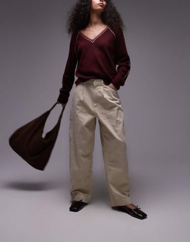 Topshop smart cargo trouser in beige