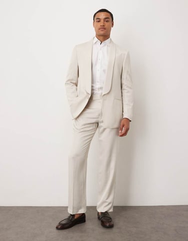 ASOS DESIGN straight leg suit trousers in beige satin