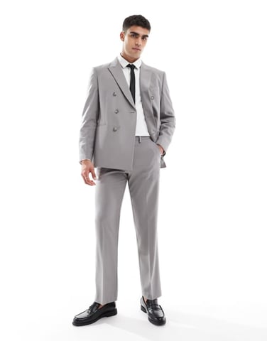 ASOS DESIGN straight suit trousers in charcoal