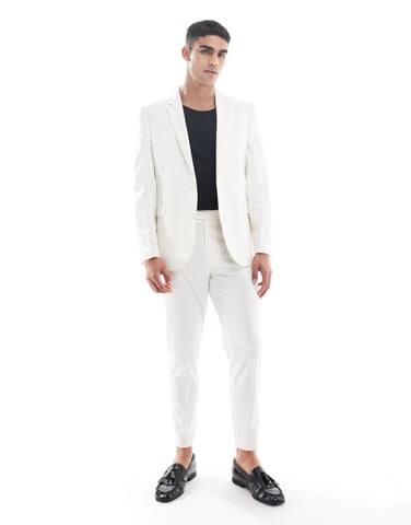 ASOS DESIGN tapered suit trousers in ecru
