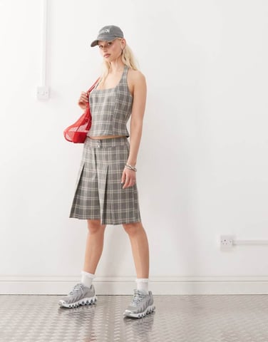 COLLUSION tailored co-ord check culotte in multi