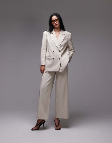 ASOS DESIGN wide leg tailored trouser in neutral co ord