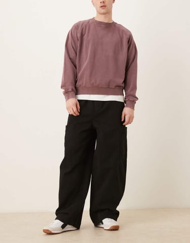 ASOS DESIGN oversized baggy cargos in black