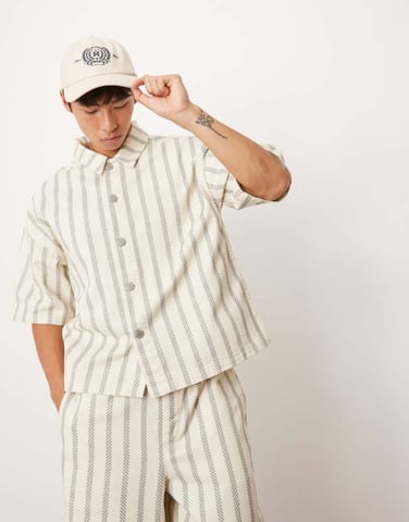 ASOS DESIGN co-ord oversized boxy shirt in stripe