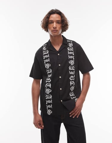 Allsaints Scripture shirt in faded black - BLACK