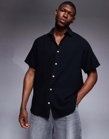 ADPT oversized short sleeve shirt in black