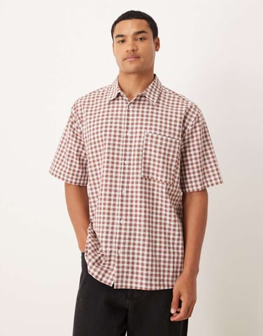ASOS DESIGN relaxed check shirt in red