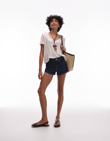 Topshop denim knicker shorts in indigo rinse