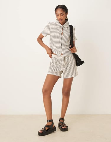 AWARE knitted relaxed short co-ord in monochrome