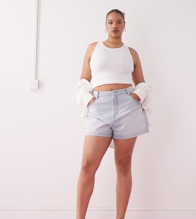 COLLUSION Plus denim loose shorts in light wash