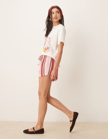ASOS DESIGN pull on micro short in pink stripe