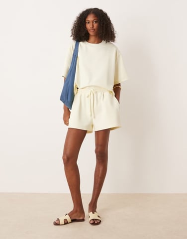 ASOS DESIGN co-ord interlock short in lemon