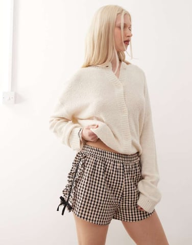 COLLUSION frill side shorts in gingham
