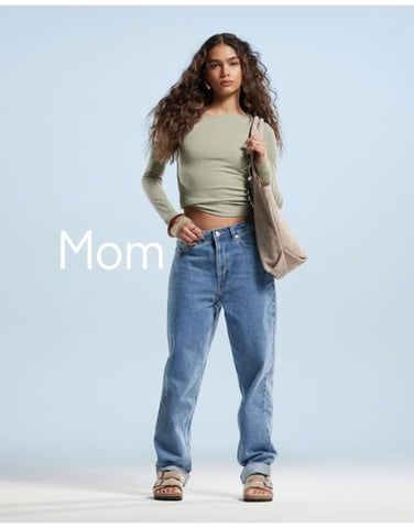 ASOS DESIGN high rise relaxed mom jeans in clean blue
