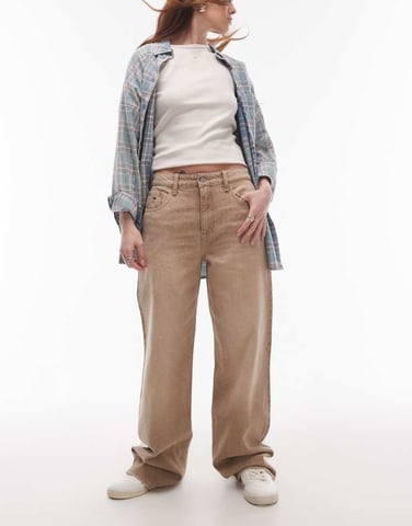Tommy Jeans Mia mid rise relaxed straight jeans in brown wash
