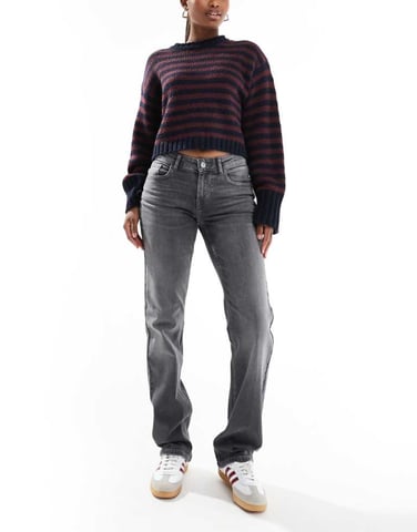 ONLY Lopez låga raka jeans i grått
