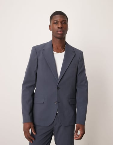 ASOS DESIGN four way stretch skinny fit suit jacket in navy