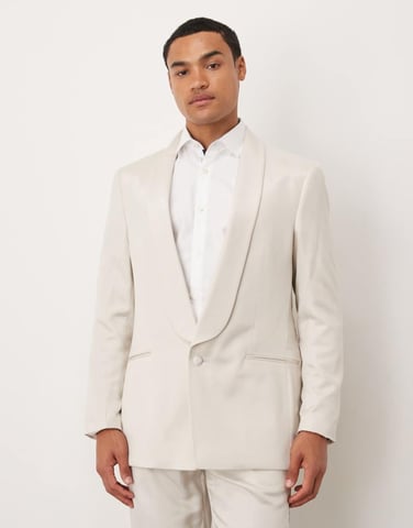 ASOS DESIGN regular suit jacket in beige satin