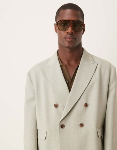 ASOS DESIGN linen look boxy suit jacket in sage green