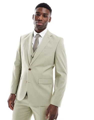 ASOS DESIGN slim suit jacket in sage green