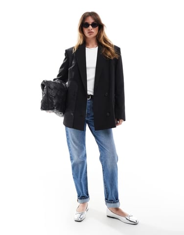ASOS DESIGN inside out tailored oversized blazer in black