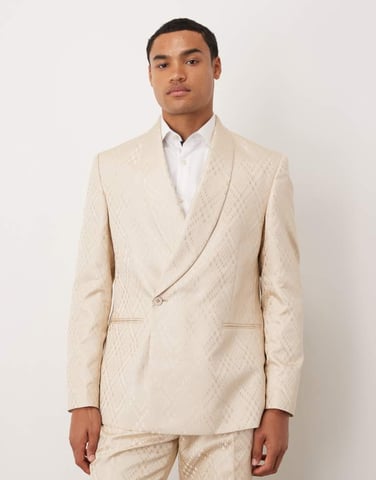 ASOS DESIGN regular evening suit jacket in stone jacquard