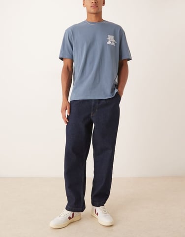 ASOS DESIGN relaxed tapered jeans in raw wash